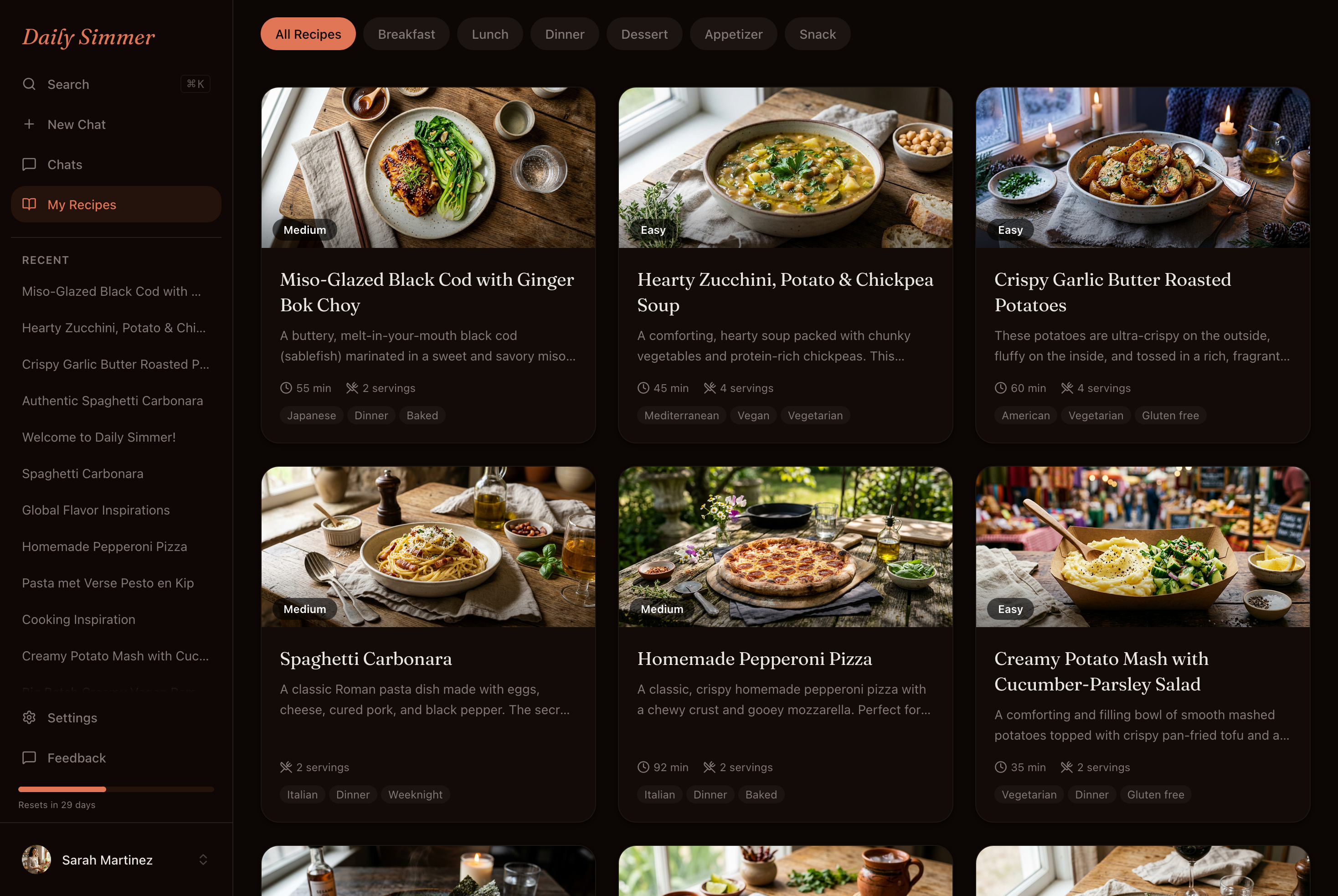 Show: Recipe grid page with beautiful recipe cards and AI-generated images